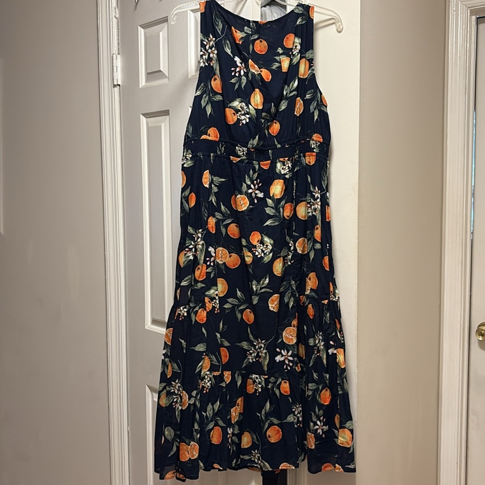 NWT LOFT Orange Print Dress 16 Petite - Picture 4 of 6
